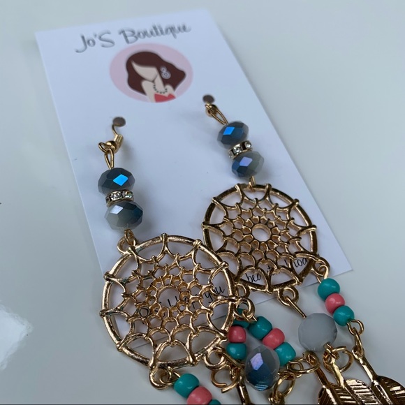 Boho dream catcher hoop earrings - Picture 3 of 5